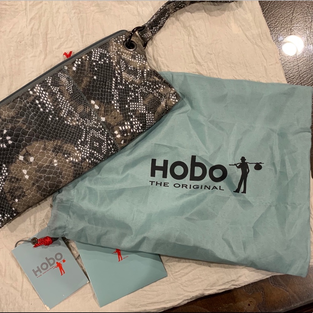 Hobo Vida wristlet - super soft snake print suede.